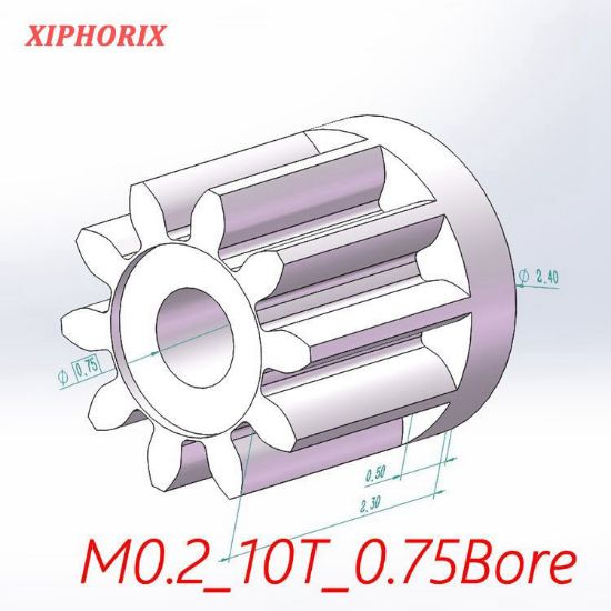 Picture of Module 0.2 10 teeth plastic pinion fit 0.8mm shaft of motor