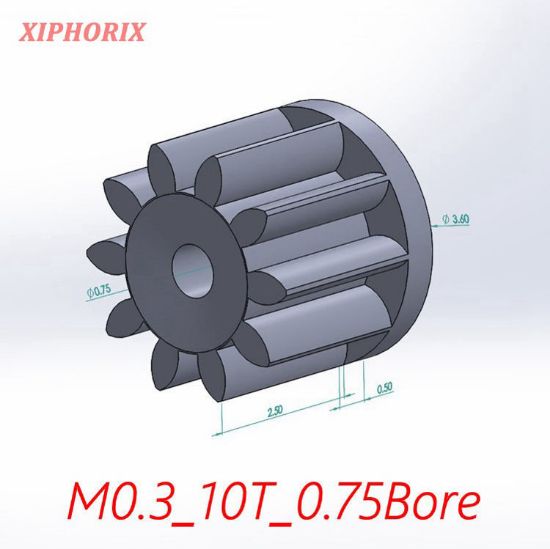 Picture of Module 0.3 10 teeth plastic pinion fit 0.8mm shaft of motor