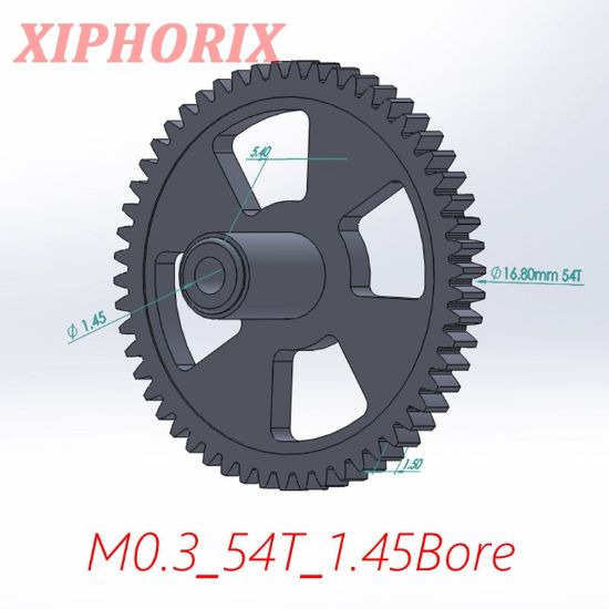 Picture of Module 0.3 M0.3 54 Teeth Plastic  Gear,  Interference Fit 1.5mm Shaft